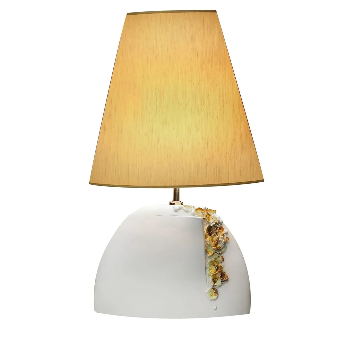 Lampada da tavolo in ceramica bianca e gialla Ramadura Floral