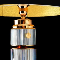 Lampada da tavolo in cristallo perlato Boccadibronzo in finitura oro rosa