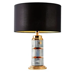 Lampada da tavolo in cristallo perlato Boccadibronzo in finitura oro rosa