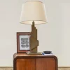 Lampada da tavolo in legno con finitura cemento Divia Aeris Bronze