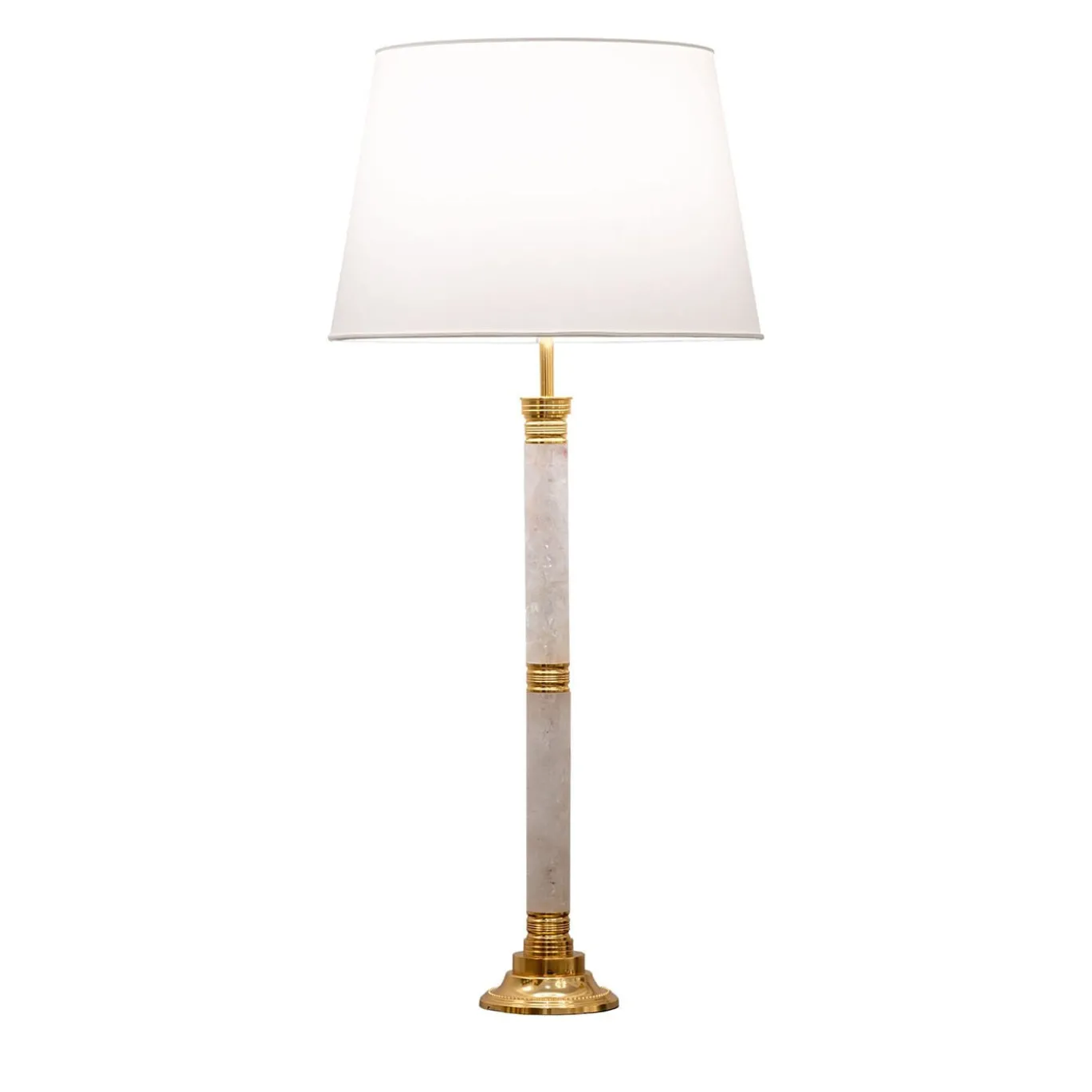 Lampada da tavolo in ottone placcato oro e cristallo di rocca