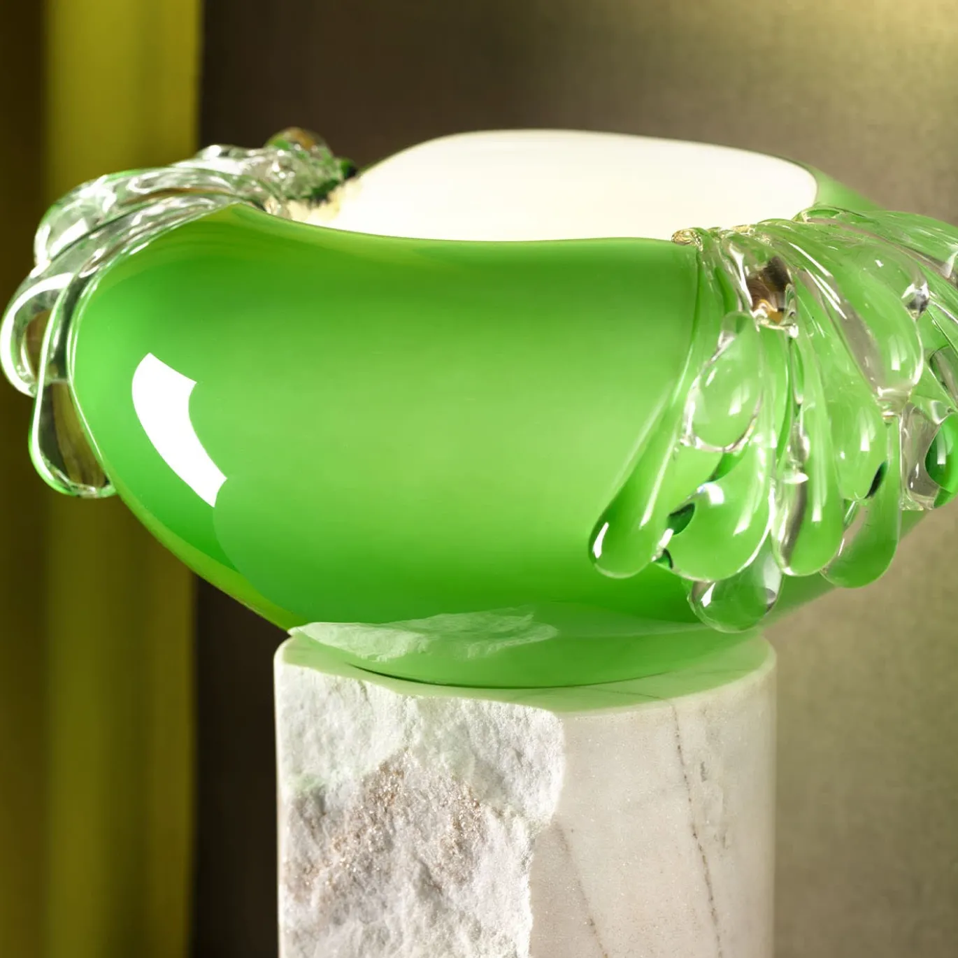 Lampada da tavolo in vetro di Murano Stravedamento verde