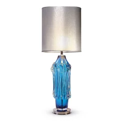 Lampada da tavolo in vetro di Murano turchese