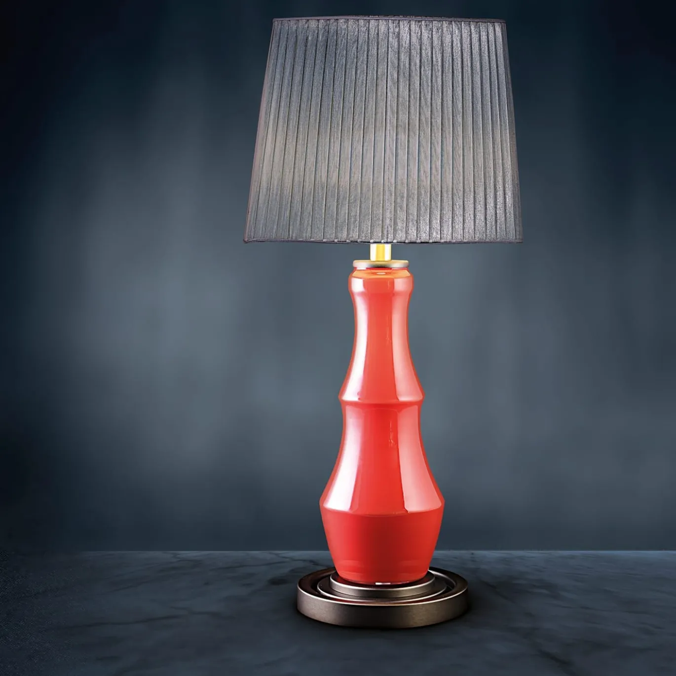 Lampada da tavolo in vetro di Murano color corallo