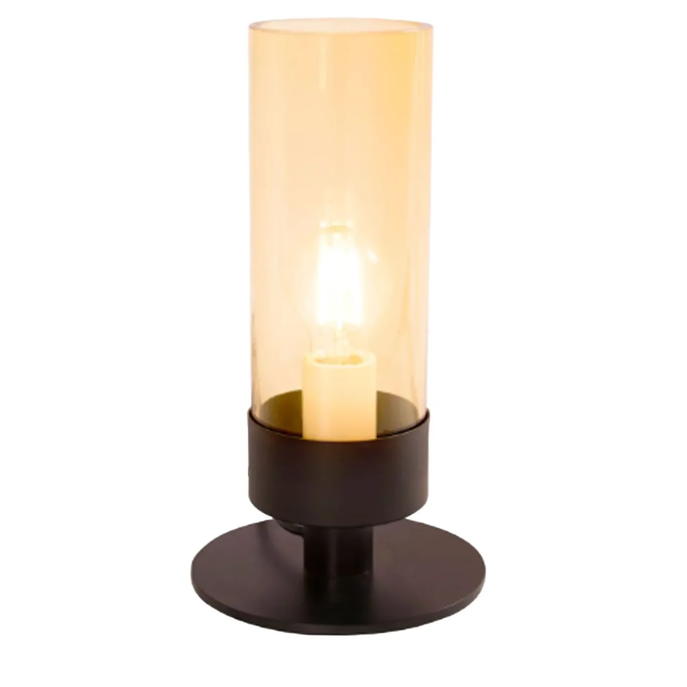 Lampada da tavolo in vetro nero a candela