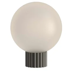 Lampada da tavolo in vetro satinato e ottone grigio Baleta di Isacco Brioschi