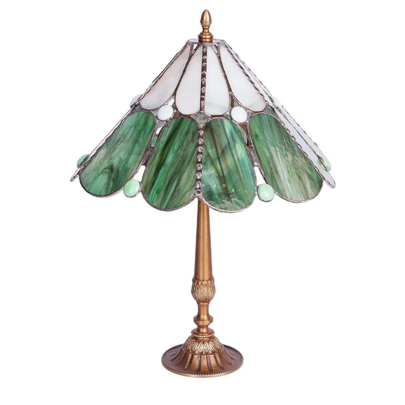 Lampada da tavolo in vetro verde e bianco Tiffany Preziosa