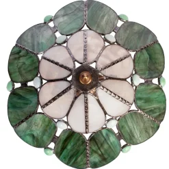 Lampada da tavolo in vetro verde e bianco Tiffany Preziosa