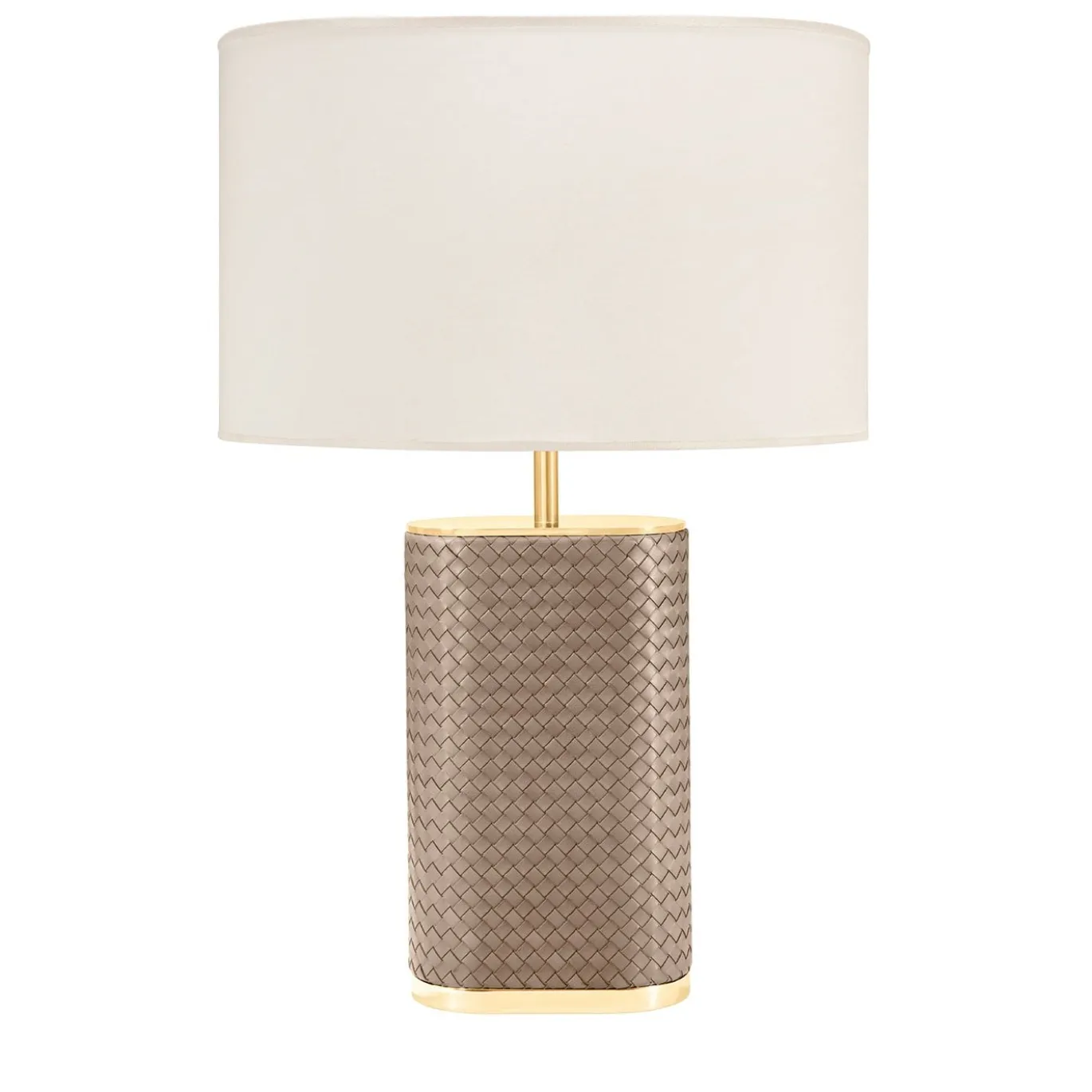 Lampada da tavolo Livia intrecciata a mano, oro