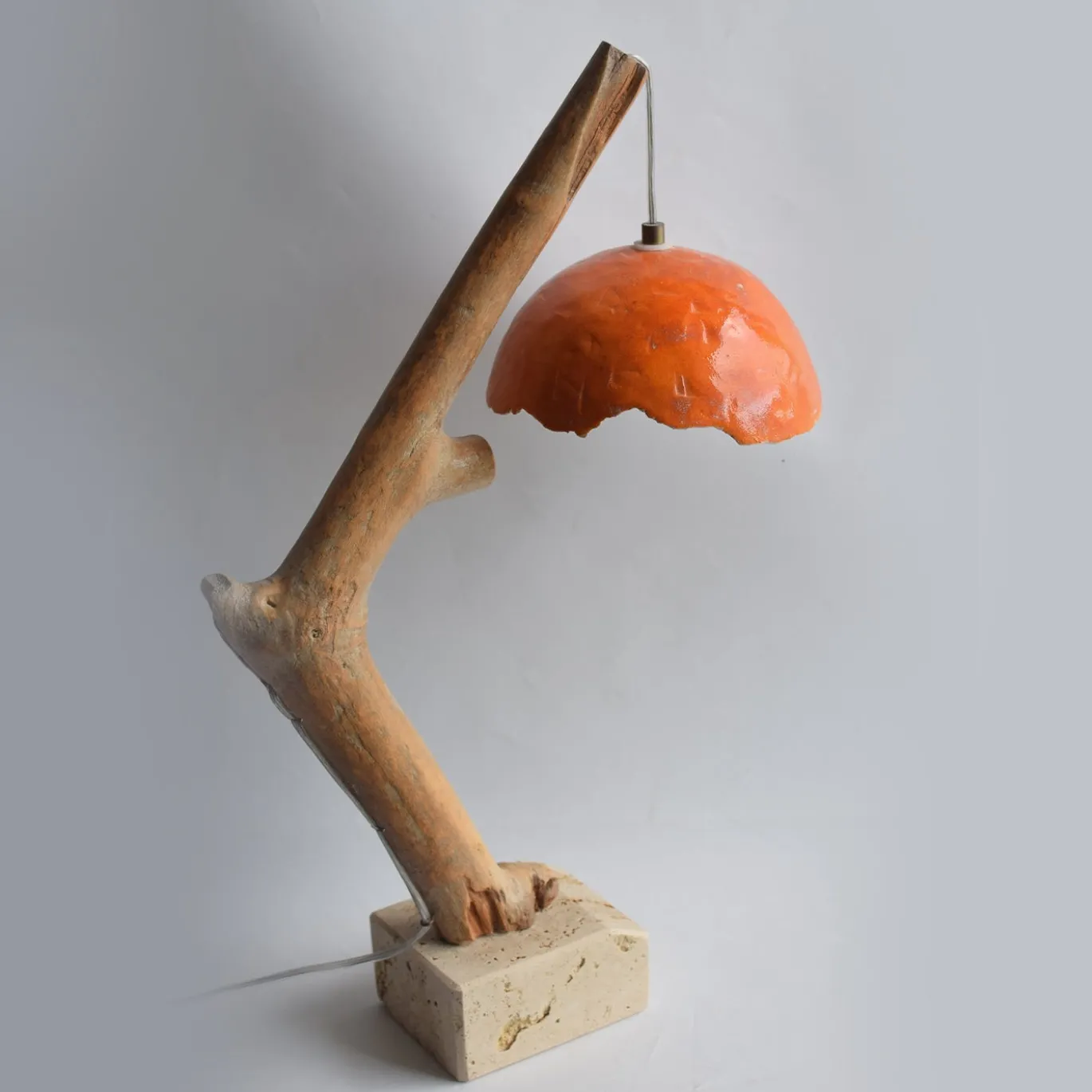 Lampada da tavolo Lume Arancio in ceramica e legno