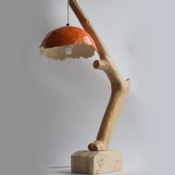 Lampada da tavolo Lume Arancio in ceramica e legno