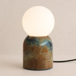 Lampada da tavolo Lume in gres smaltato e vetro opalino