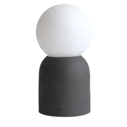 Lampada da tavolo Lume in gres nero e vetro opalino
