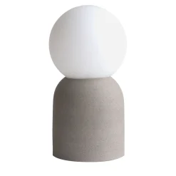 Lampada da tavolo Lume in gres grigio e vetro opalino