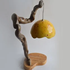 Lampada da tavolo Lume Limone in Ceramica gialla e Legno