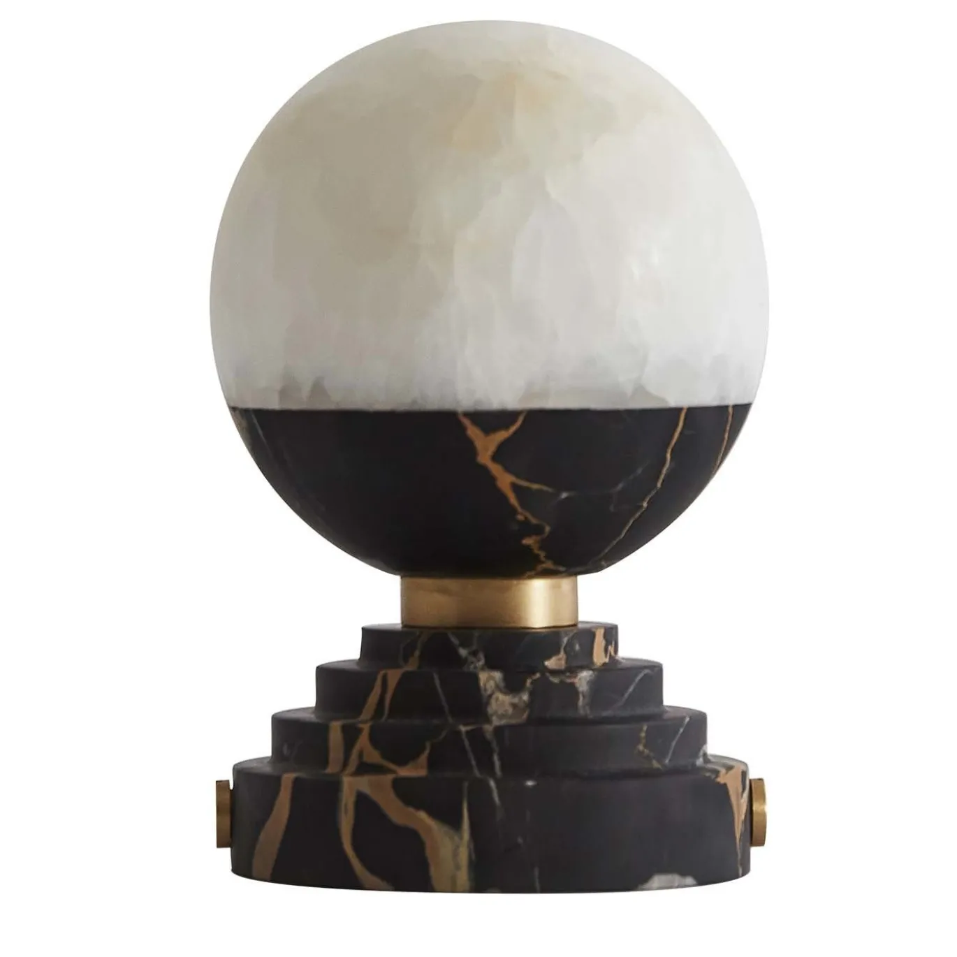 Lampada da tavolo Lunar in marmo Portoro e onice