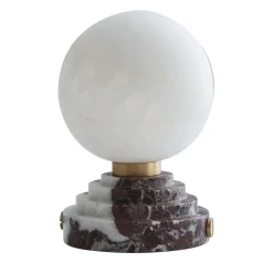 Lampada da tavolo Lunar in marmo Rosso Levanto e onice