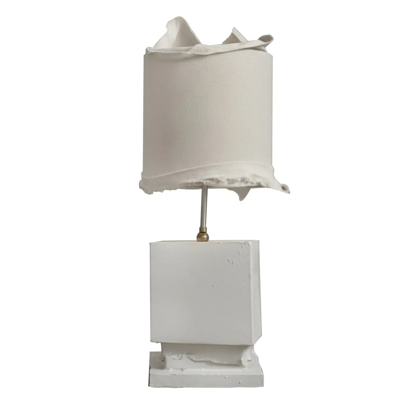 Lampada da tavolo Marostica in finitura bianca sabbia con paralume a frange