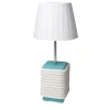 Lampada da tavolo media a taglio quadrato in turchese e bianco