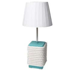 Lampada da tavolo media a taglio quadrato in turchese e bianco