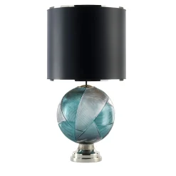 Lampada da tavolo Mercurio grande in cristallo ottanio e grigio Linea Roma
