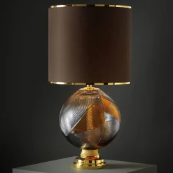 Lampada da tavolo Mercurio Grande in cristallo ambra e grigio linea Roma