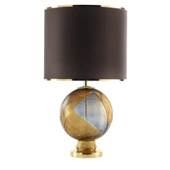 Lampada da tavolo Mercurio Media in Cristallo Ambra e Grigio Linea Roma