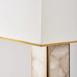 Lampada da tavolo Mole in ottone satinato e alabastro