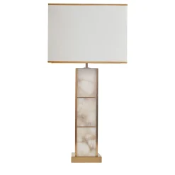 Lampada da tavolo Mole in ottone satinato e alabastro