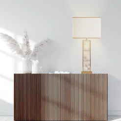 Lampada da tavolo Mole in ottone satinato e alabastro