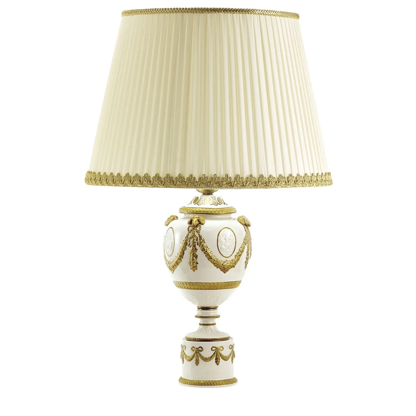 Lampada da tavolo Napoleone oro e bianco