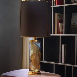 Lampada da tavolo Nautilus in cristallo ottanio e grigio Linea Roma