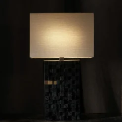 Lampada da tavolo Orion in ebano a cubi