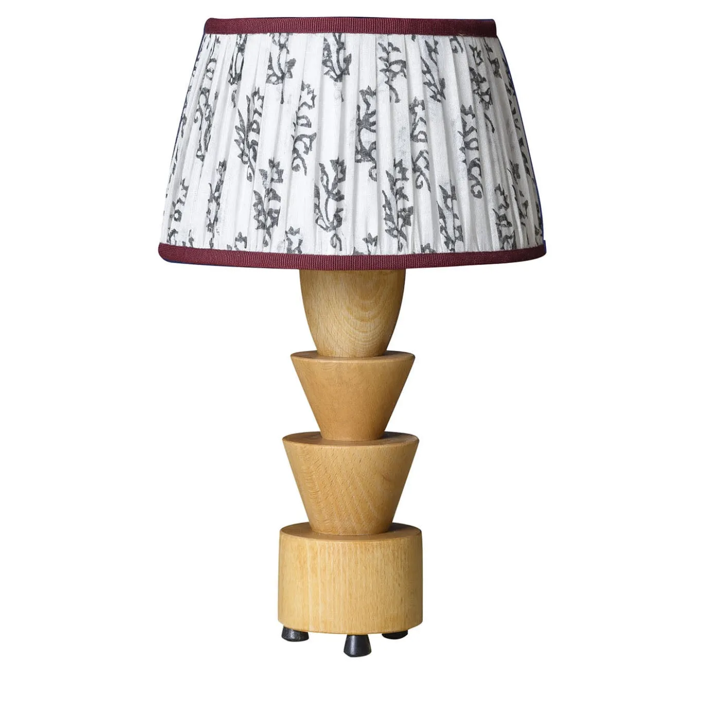 Lampada da Tavolo Palmetta in Acero con Paralume in Seta Bianco e Bordeaux