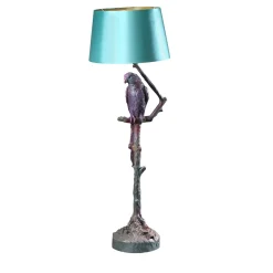 Lampada da tavolo Pappagallo in bronzo policromo