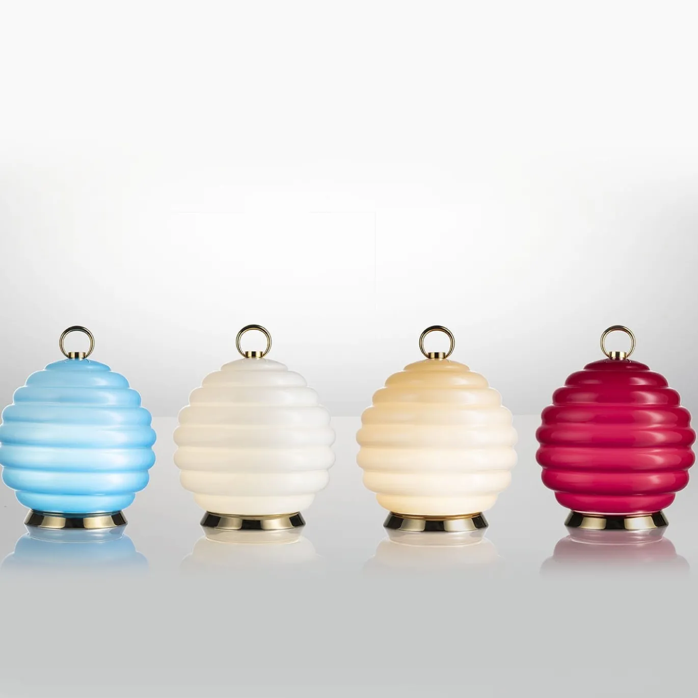 Lampada da tavolo ricaricabile in vetro di Murano bianco Gran Deco