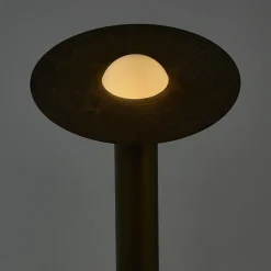 Lampada da tavolo Saturno in resina bronzea spazzolata