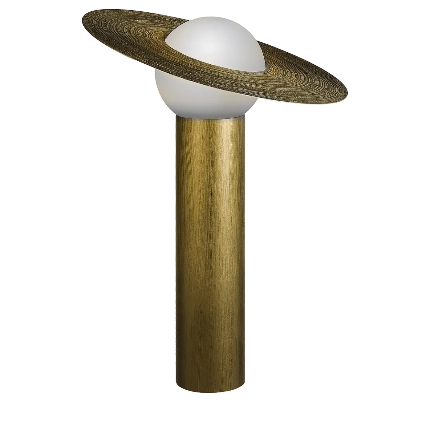 Lampada da tavolo Saturno in resina bronzea spazzolata