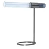 Lampada da tavolo Sbàrlusc in vetro indaco fumé e ottone Gunmetal di Isacco Brioschi