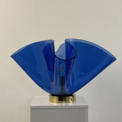 Lampada da Tavolo Scultorea Fazzoletto Blu in Vetro