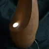 Lampada da tavolo scultorea Ogiva in Travertino giallo