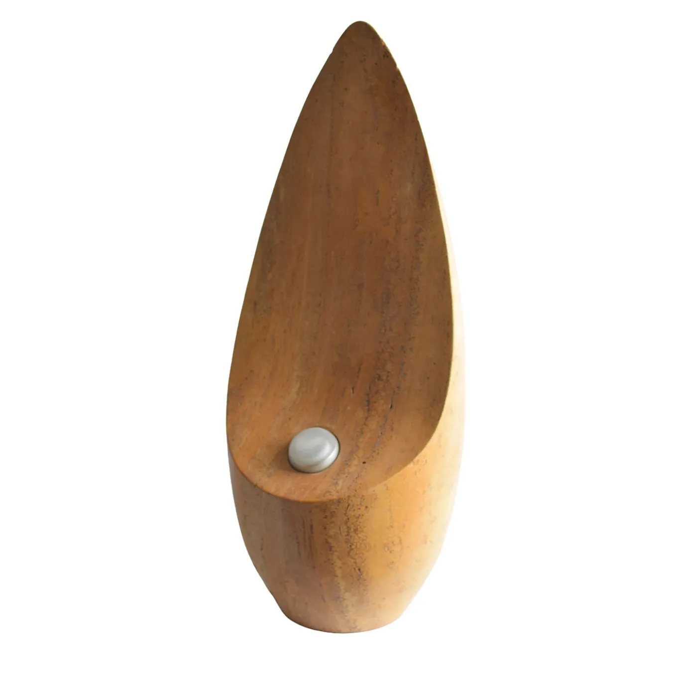 Lampada da tavolo scultorea Ogiva in Travertino giallo