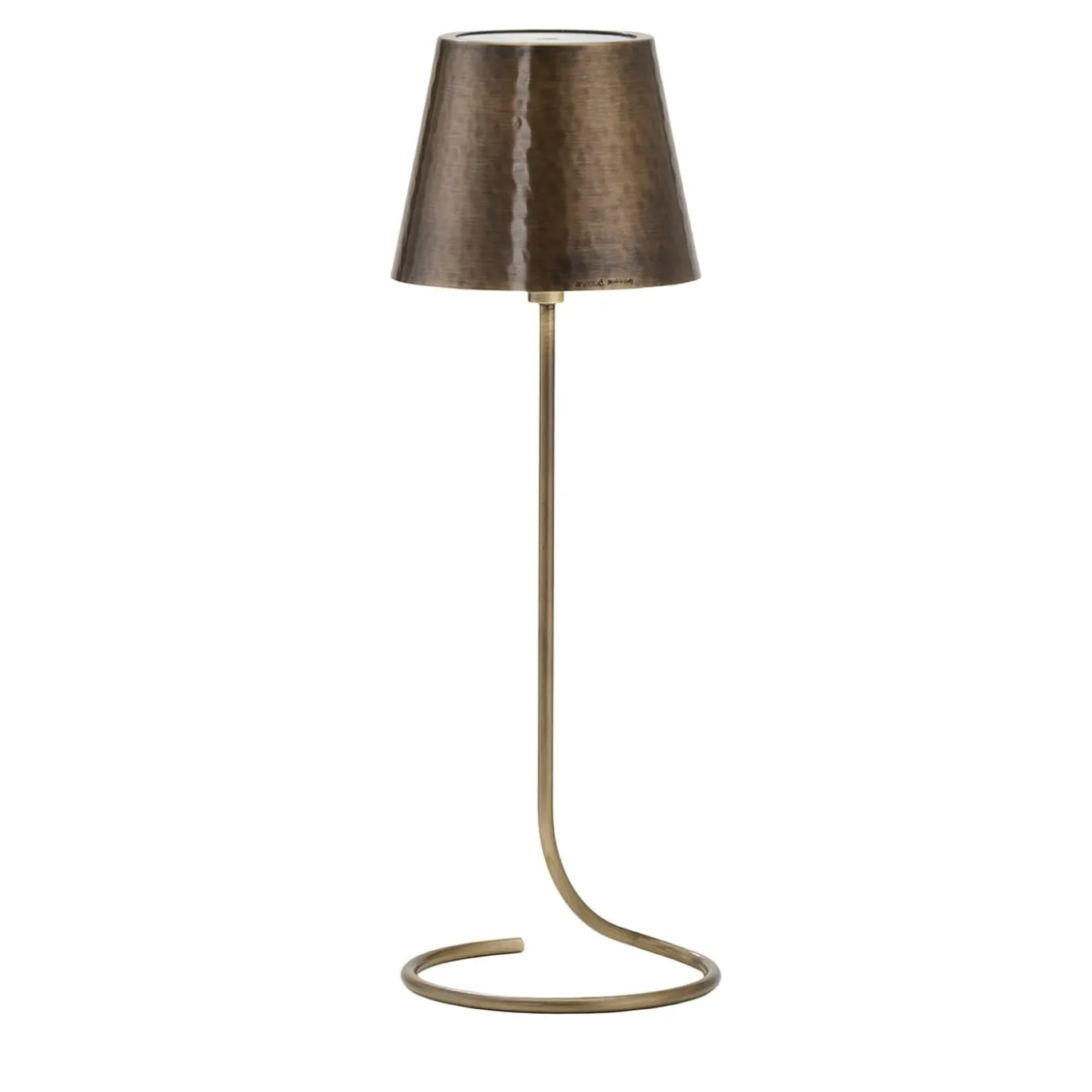 Lampada da tavolo senza fili in ottone anticato Antares Half-Circle di Harari
