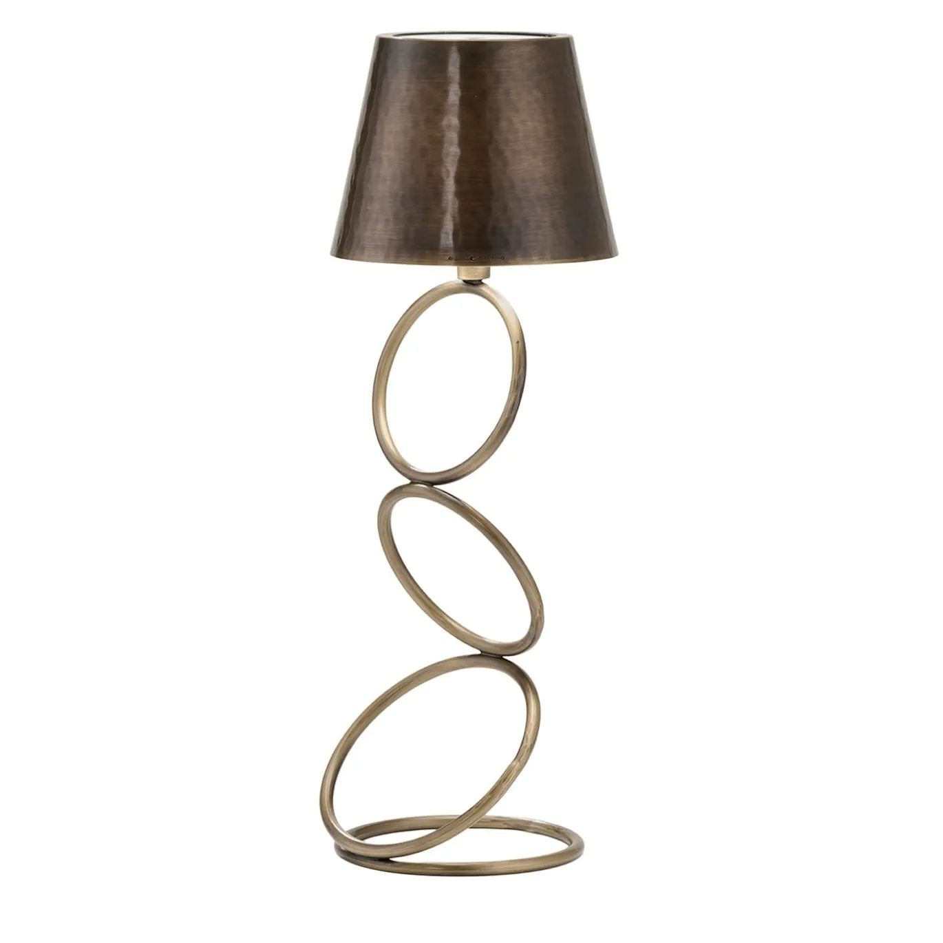Lampada da tavolo senza fili in ottone anticato Nembus Rings di Itamar Harari
