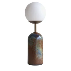 Lampada da tavolo Sfera in gres smaltato e vetro opalino