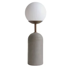 Lampada da tavolo Sfera in gres grigio e vetro opalino