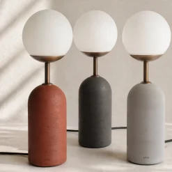Lampada da tavolo Sfera in gres grigio e vetro opalino