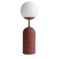 Lampada da tavolo Sfera in gres rosso e vetro opalino