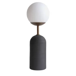 Lampada da tavolo Sfera in gres nero e vetro opalino