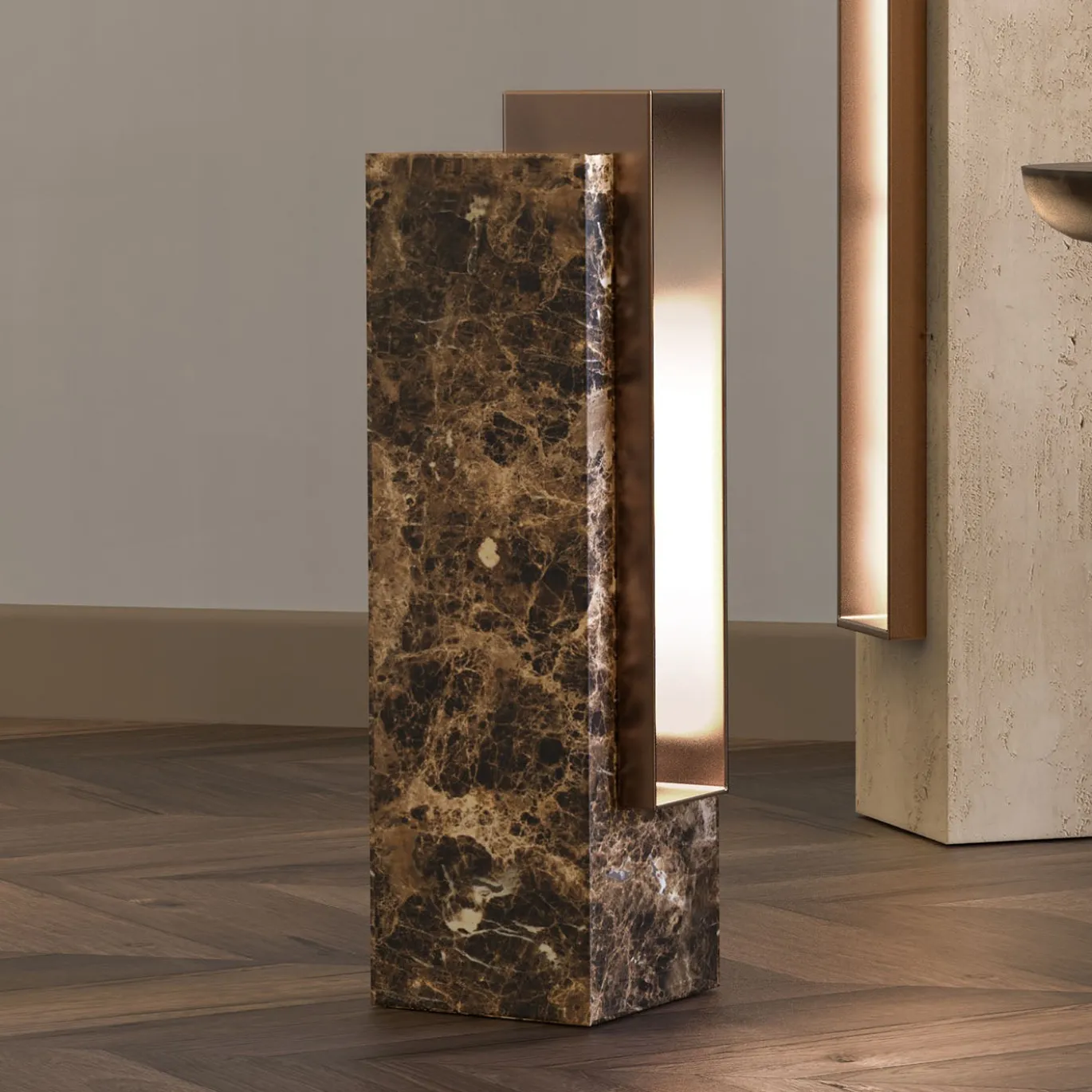 Lampada da tavolo Specchia Dark Emperador e bronzo